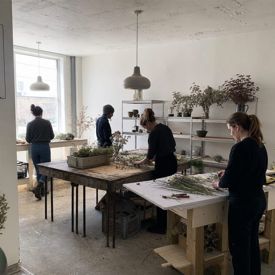 Petite équipe dans un atelier québécois