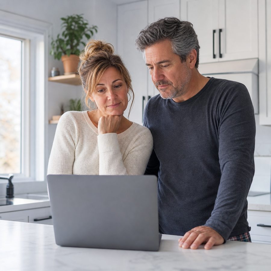 Couple québécois révisant ses placements